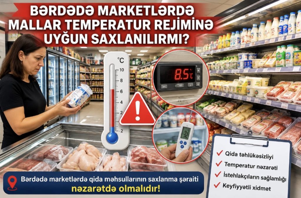 “Bərdədə marketlərdə mallar temperatur rejiminə uyğun saxlanılırmı?”