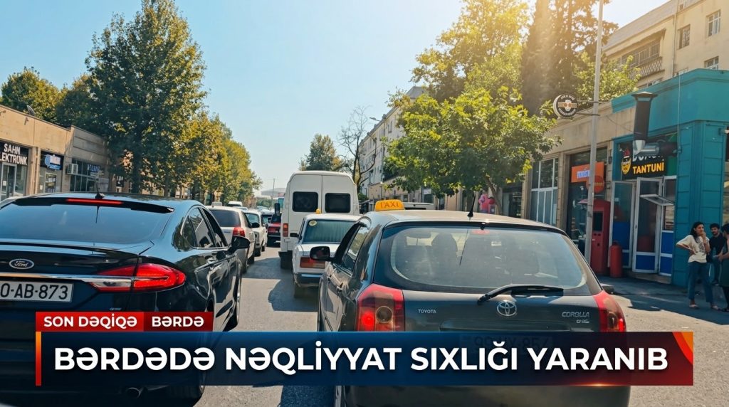 Bərdədə avtomobillərin hərəkəti çətinləşib – uzun növbələr yaranıb -VİDEO